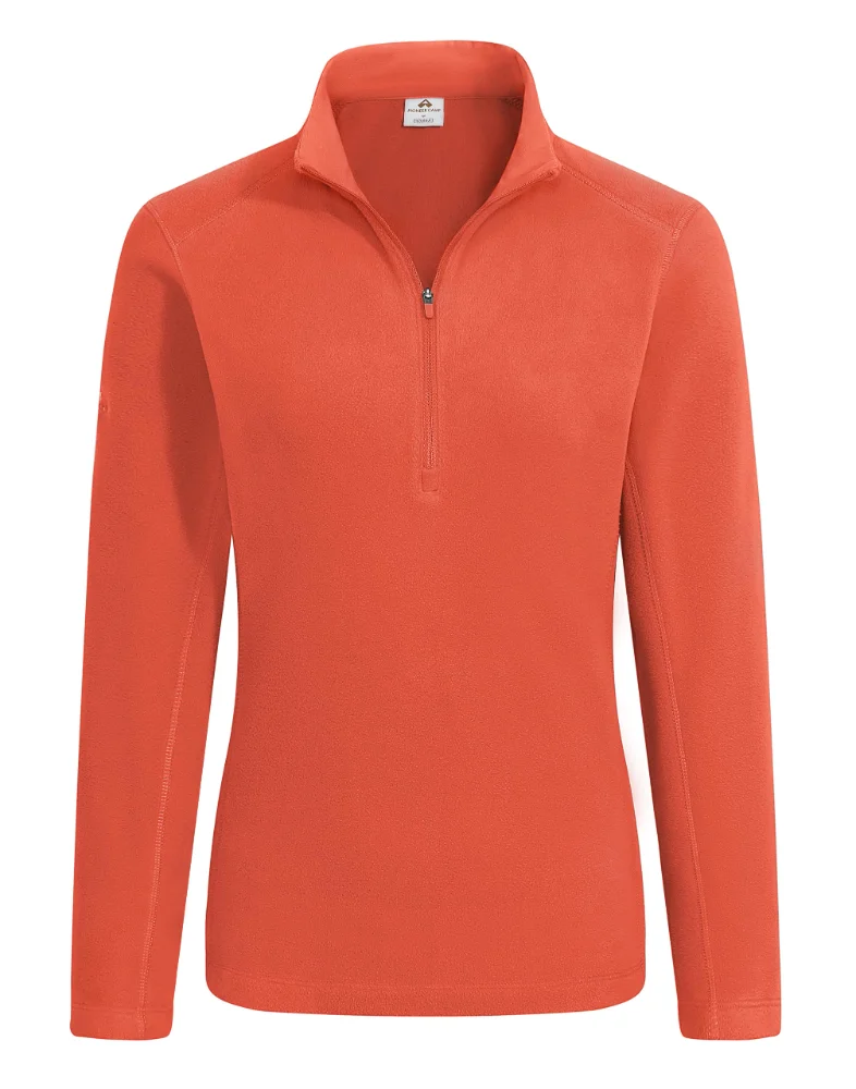 Pioneer Camp Women's Polar-Fleece Quarter-Zip Pullover in Spicy Orange